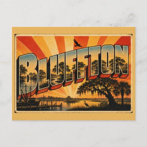 Bluffton SC May River Live Oaks Salt Marsh Art Postcard