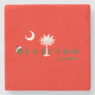 Bluffton State of Mind Christmas Holiday Red Green Stone Coaster