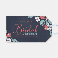 Bluish Chalkboard Floral Bridal Brunch Gift Tag