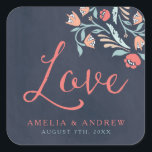 Bluish Chalkboard Floral Love Wedding Square Sticker<br><div class="desc">This Love square sticker features beautiful floral against a bluish chalkboard background, with the word "Love" in modern script font. Use it to seal your wedding envelopes or for decoration. Check out the wedding invitation and other matching wedding items in my collection here -> http://www.zazzle.com/collections/bluish_chalkboard_floral_bridal_and_wedding-119872540777216768?rf=238364477188679314 Personalize it with your details...</div>