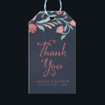 Bluish Chalkboard Floral Thank You Gift Tags<br><div class="desc">Adorn your favor gifts with this elegant gift tag featuring beautiful floral against a bluish chalkboard background, with the word "Thank You" in modern script font. This gift tag includes a patterned back side. Check out other matching Wedding/Bridal items in my collection here -> http://www.zazzle.com/collections/bluish_chalkboard_floral_bridal_and_wedding-119872540777216768?rf=238364477188679314 Personalize it with your details...</div>
