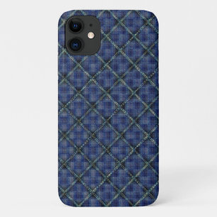 Bluish checkered square with pixelated dots iPhone 11 case