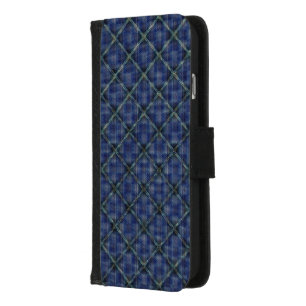 Bluish checkered square with pixelated dots iPhone 8/7 wallet case