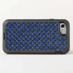 Bluish checkered square with pixelated dots OtterBox defender iPhone SE/8/7 case