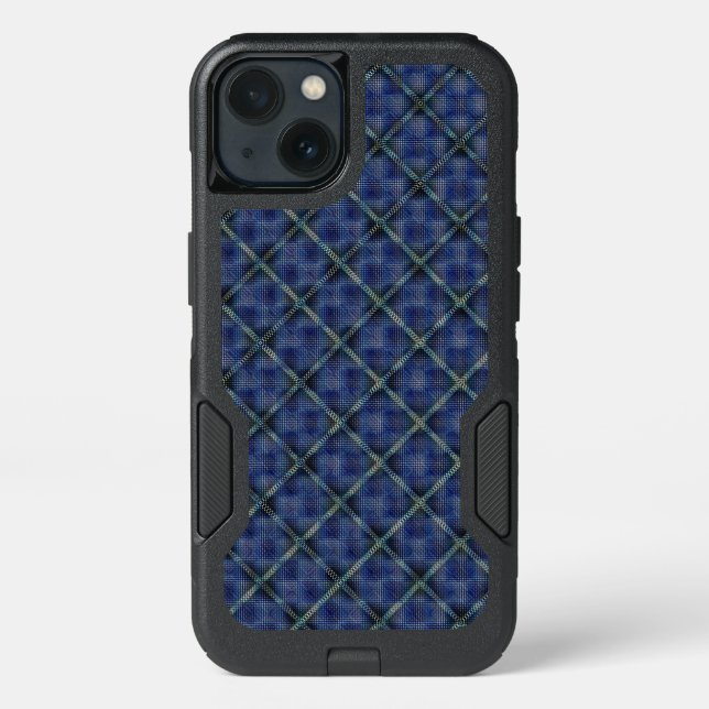 Bluish checkered square with pixelated dots otterbox iPhone case (Back)