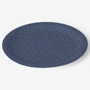 Bluish checkered square with pixelated dots paper plates