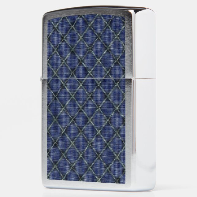 Bluish checkered square with pixelated dots zippo lighter (Left)