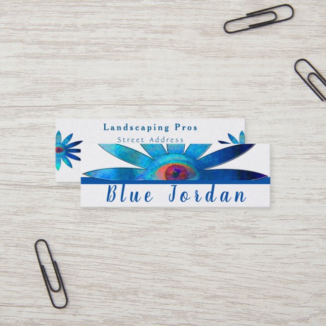 Bluish Eye Flower Mini Business Card (Front/Back In Situ)