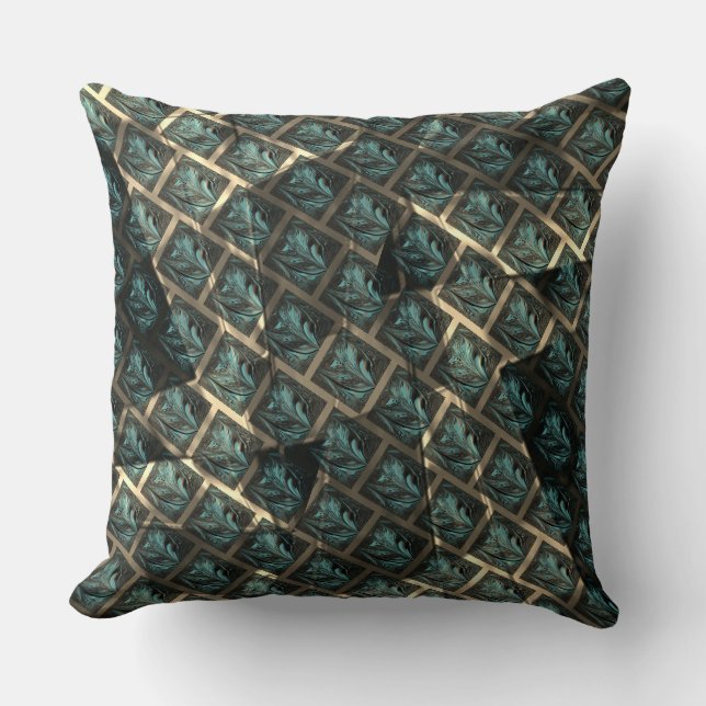 Bluish gray brick effect, under dark spot in lines throw pillow (Front)