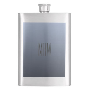 Bluish Gray Gradient custom monogram flask
