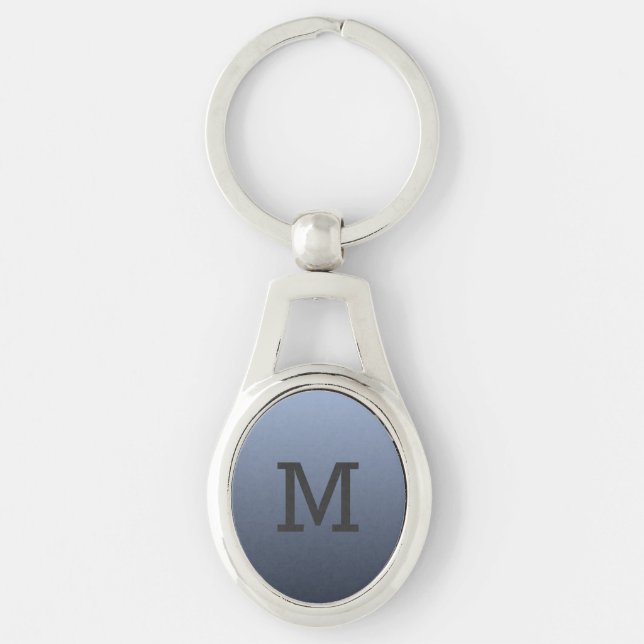 Bluish Gray Gradient custom monogram key chain (Front)