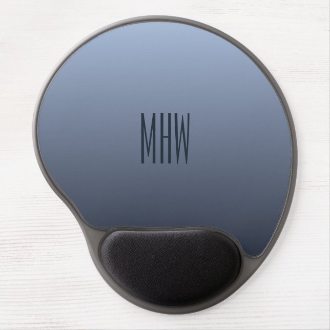 Bluish Gray Gradient custom monogram mousepad (Front)