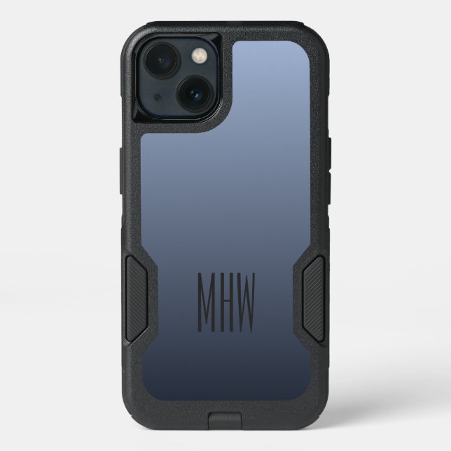Bluish Gray Gradient custom monogram phone cases (Back)