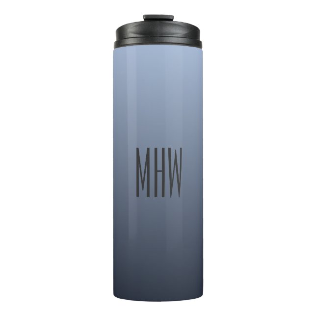 Bluish Gray Gradient custom monogram tumbler (Front)