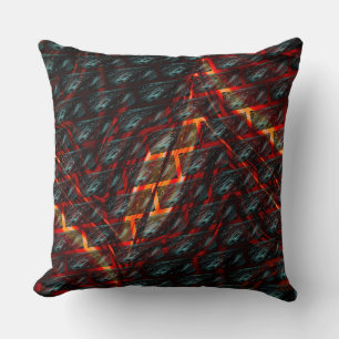 Bluish gray stained, with fire color grid or brick throw pillow