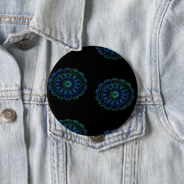 Bluish green mandala button (In Situ)