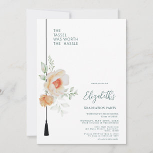 Bluish Green Tassel Was Worth Hassle Graduation Invitation