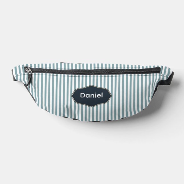 Bluish-Green Vertical Stripes Fanny Pack (Lay Down)