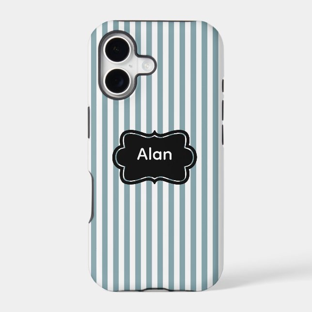 Bluish-Green Vertical Stripes Iphone Case (Back)