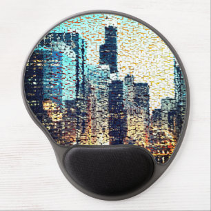Bluish mosaic of large built city gel mouse pad