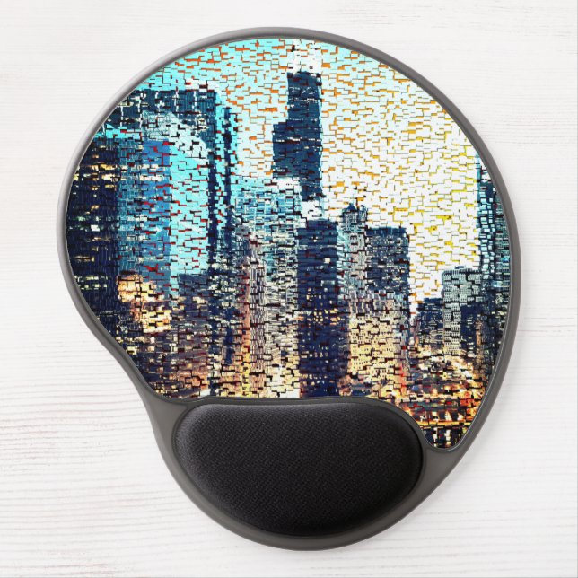 Bluish mosaic of large built city gel mouse pad (Front)