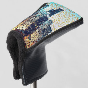 Bluish mosaic of large built city golf head cover