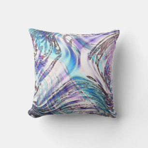 Bluish oyster drawings, crossed and twisted throw pillow