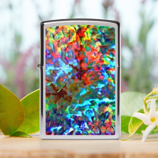 Bluish psychedelic or cybernetic sea rock  zippo lighter (On Table)