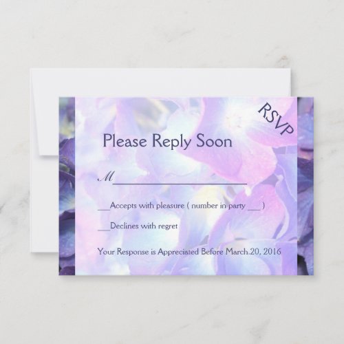 Bluish Purple Hydrangea RSVP Response Card