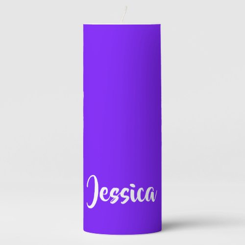 Bluish purple solid plain pillar candle