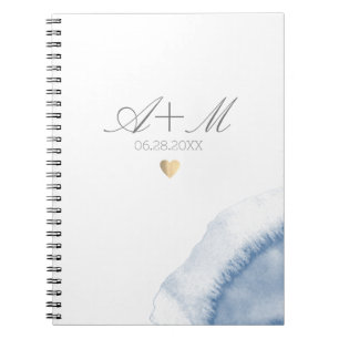 Bluish Watercolor Detail Wedding  Notebook