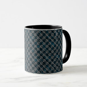 Bluish weird checkered or slanted stripes, dotted mug