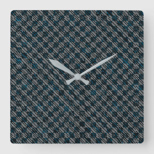 Bluish weird checkered or slanted stripes, dotted square wall clock