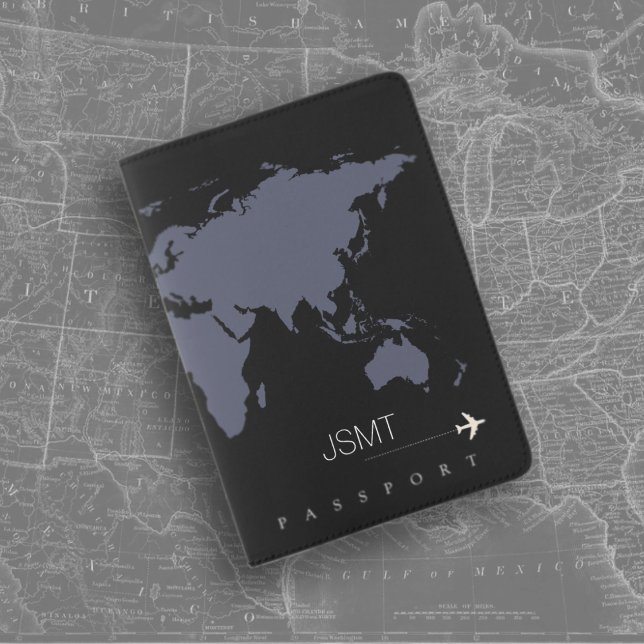 Bluish World Map, Modern Travel Passport Holder (Creator Uploaded)