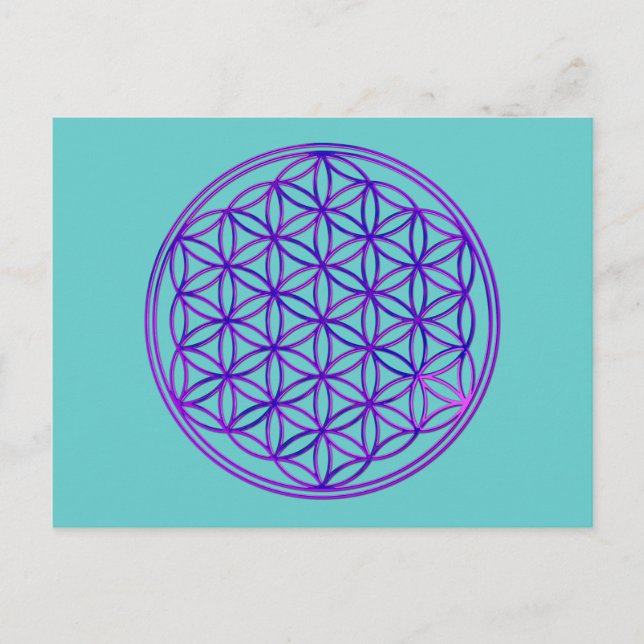 Blume des Lebens / Flower Of Life | pink blue Postcard (Front)
