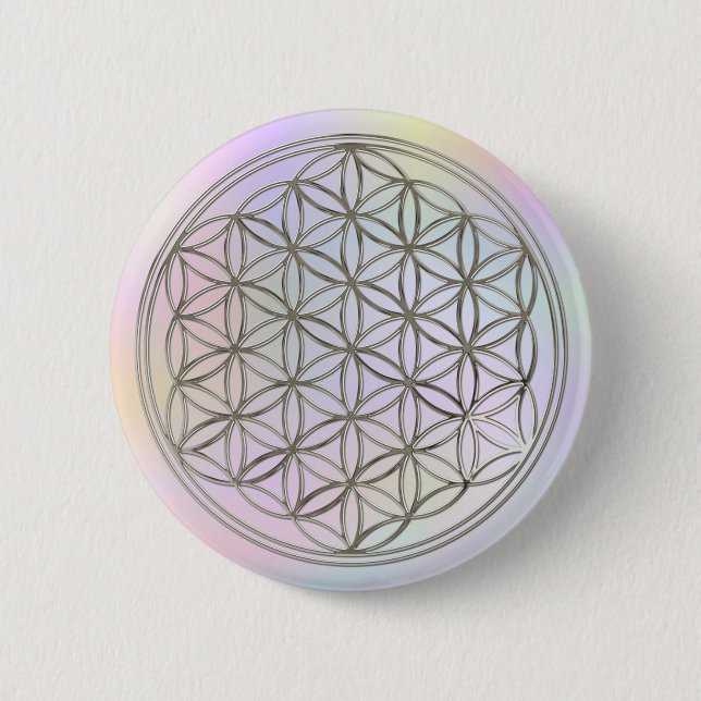 Blume des Lebens / Flower Of Life | silver pastell Button (Front)