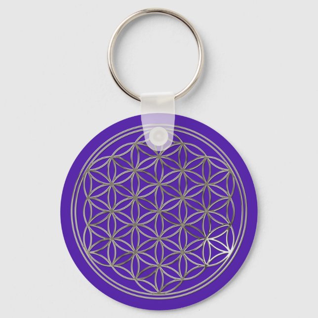 Blume des Lebens / Flower Of Life | silver violet Keychain (Front)
