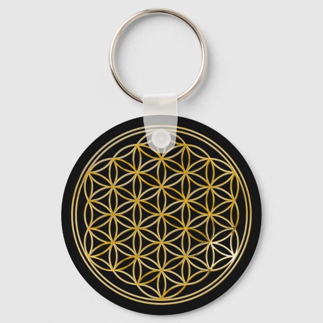 Blume des Lebens | klein black Keychain (Front)