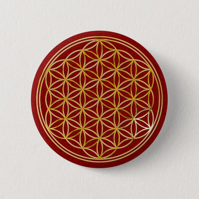 Blume des Lebens | klein dark red splatter BG Pinback Button (Front)