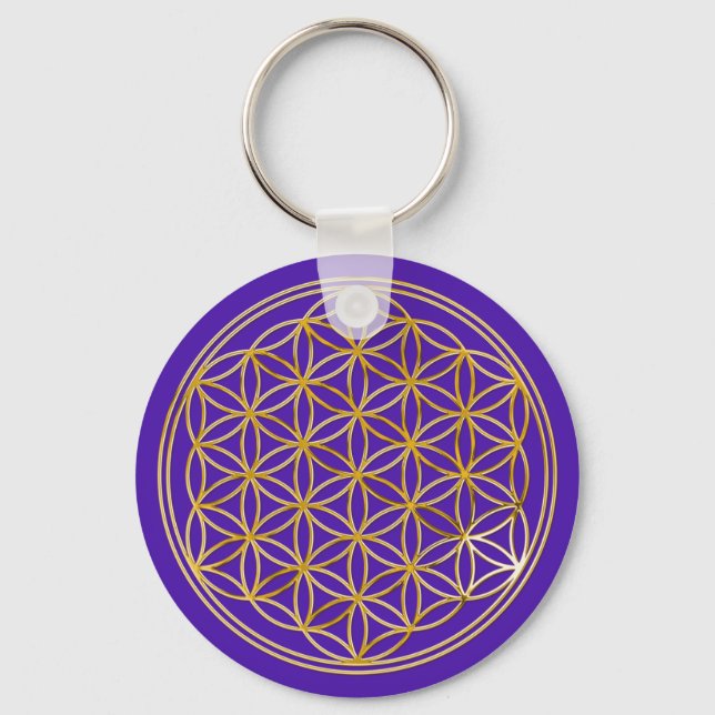 Blume des Lebens | klein violet Keychain (Front)