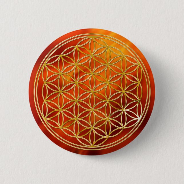 Blume des Lebens | klein waves red flames BG Button (Front)