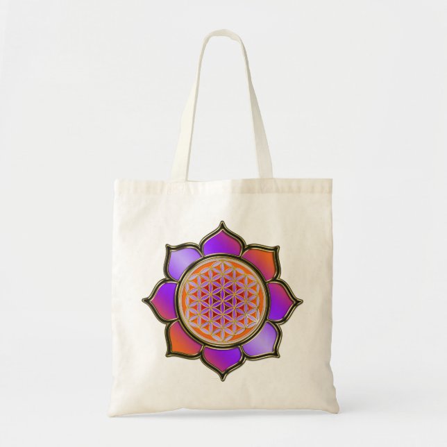 Blume des Lebens Lotus - violet orange Tote Bag (Front)