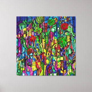 Blumen-Baum im Häusermeer. Canvas Print