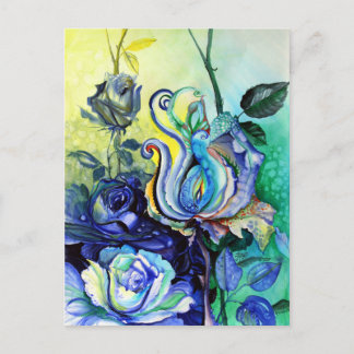 Blumen Rosen Phantasie Aquarellmalerei Postcard