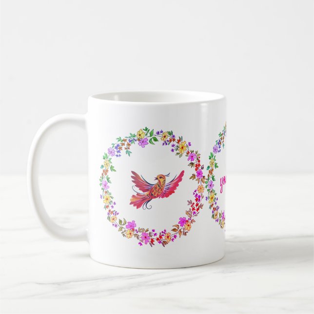 Blumenkranz mit Vogel Coffee Mug (Left)