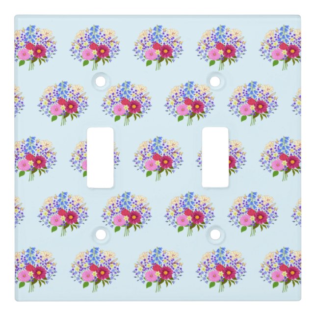 Blumenstrauss Light Blue Dbl Switch Cover (Front)