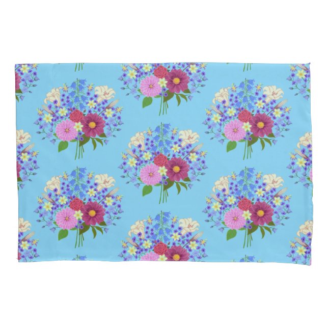 Blumenstrauss Light Blue Pillow Case (Front)