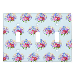 Blumenstrauss Light Blue Triple Switch Cover