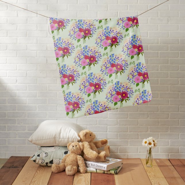 Blumenstrauss Reversable Baby Blanket With Text (In Situ)