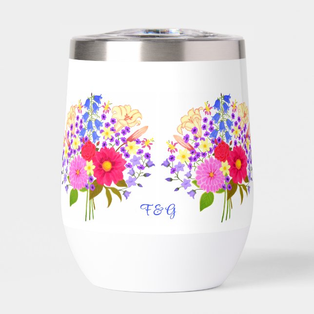 Blumenstrauss White Thermal Wine Tumbler (Front)